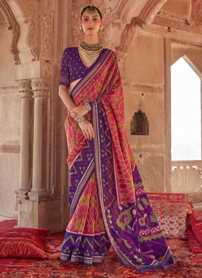 Georgette Light Pink Traditional Wear Printed Saree